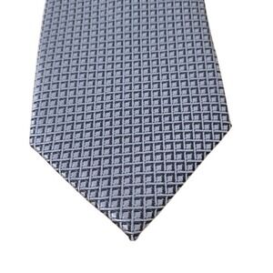 Gianni Milan Silk Necktie‎ Gray Geometric Pattern Business Career Handmade Italy